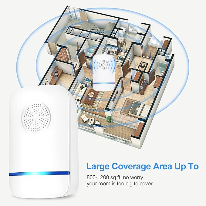 Ultrasonic Pest Repeller Indoor 6 Pcs Electronic Pest Mouse Repellent Ultrasonic Plug in for Mosquito Mice Ant Roach Fleas Spider Bug for Home Hotel Garage Office
