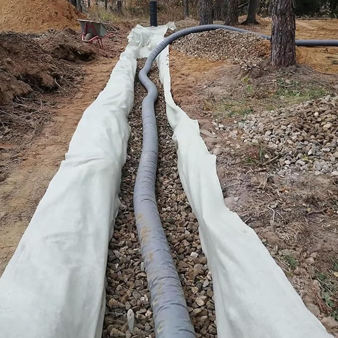 Non Woven Geotextile Fabric Double Punched for French Drains 7oz Garden Weed Barrier Block Stabilize Soil Landscape Fabric for Retaining Wall/Driveway/Construction Projects Water Permeability(White