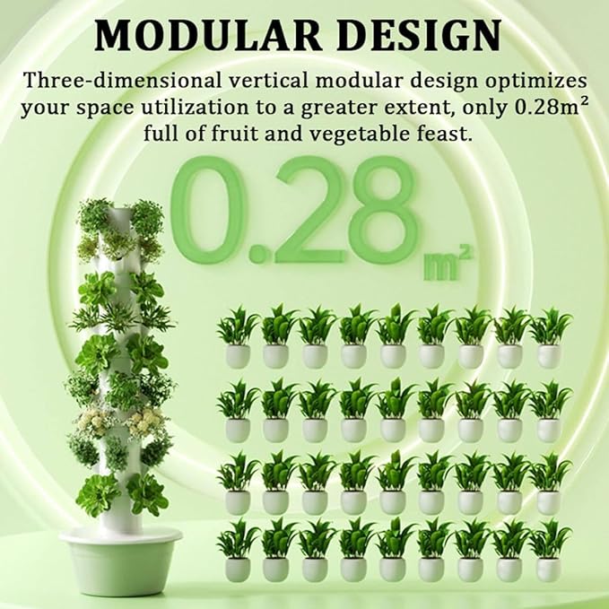 Hydroponic Growing System Kit Indoor &amp Outdoor Herb Garden Vegetable Tower with LED Grow Lights Automatic Timer Ideals for Gardeners &amp Beginners 7thfloor