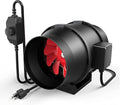 iPower 6 Inch Inline Duct Fan with Variable Speed Controller Ventilation 395 CFM Quiet Exhaust Blower for Grow Tent and Basements Black