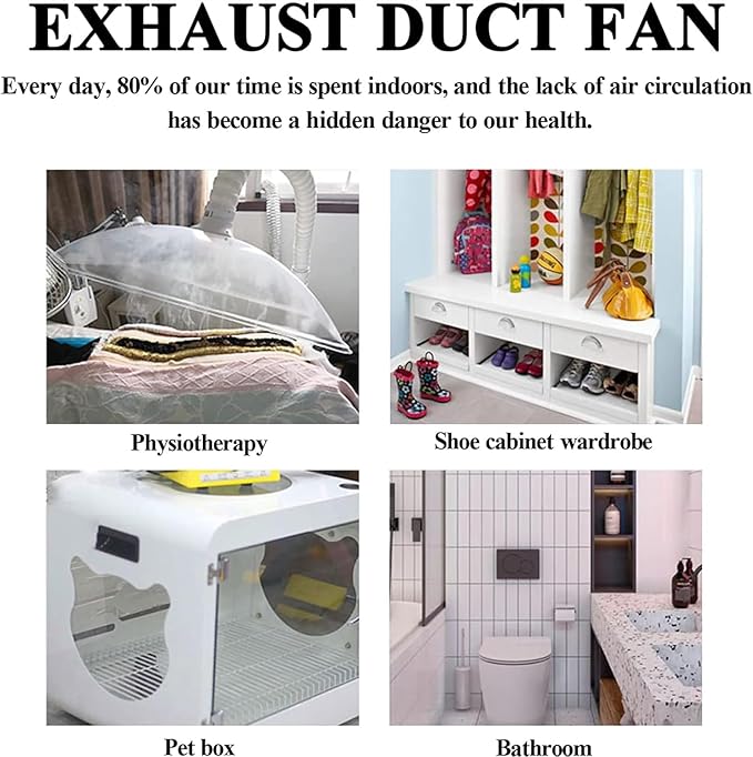 2 Inch Inline Duct Fan with Adjustable Speed 50mm 6W Air Vent Fan Booster36 m³/h Mini Blower for Pet HouseExhaust Air Fan for Greenhouse Bathroom Tent Kitchen Pet Adjustable Speed