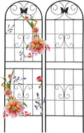 2 Pack Garden Trellises with Black Metal Coating Trellis for Climbing Plants Outdoor Roses Vegetables Vines Cucumbers-19.7×71 inches.
