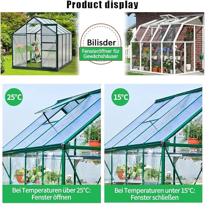 Greenhouse Window Openers Temperature Controlled Automatic Vent Opener 2 Spring Heavy Duty New Uprated Piston Up to 15 Kg Load Solar For Greenhouse Garden Temperature Control ( Color : 1pcs )