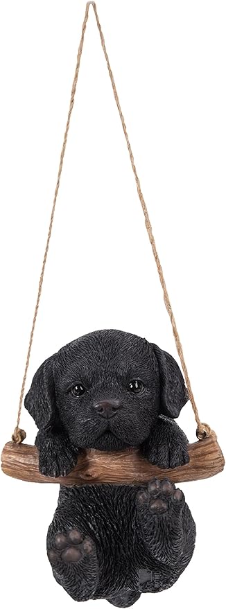 Hi-Line Gift Ltd Hanging Black Lab Puppy Resin Statue Realistic Animal 4.2 x 4 x 5 inches Home &amp Garden Decor Gift for Dog Lovers