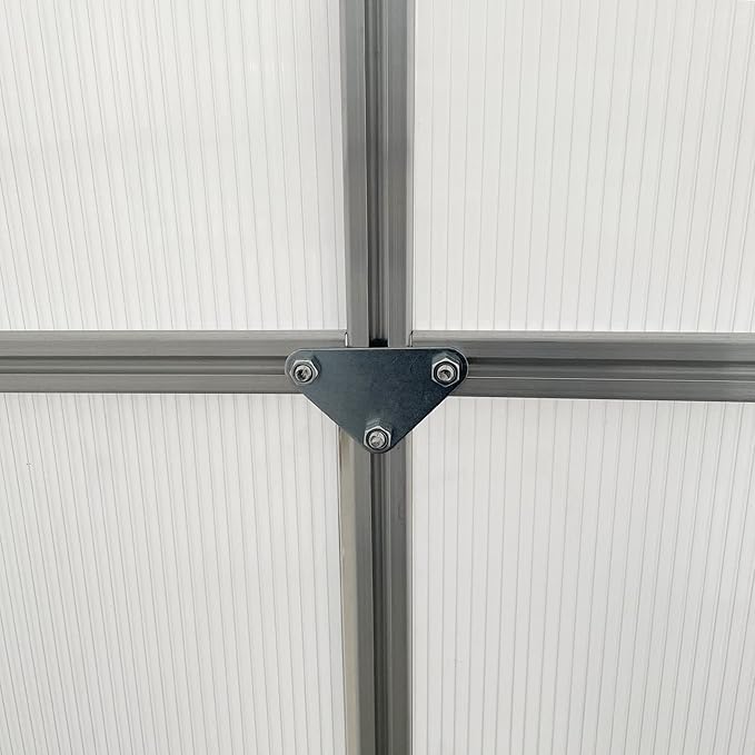 Outsunny 6' x 6' x 6.5' Polycarbonate Greenhouse with Adjustable Roof Vent Walk-in Heavy Duty Green House Kit with Aluminum Frame Sliding Door and Rain Gutter for Winter Silver