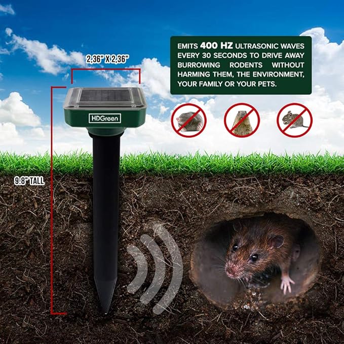 Animal Repellent for Garden - Our 2 Pack Rodent Mole Repellent for Lawns is The Answer for How to Keep Groundhogs Away - Waterproof Pest Repellents to Get Rid of Moles in Your Yard