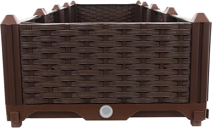 61x15x8.6in Raised Garden Bed Outdoor Elevated Plastic Planting Planter Boxes for Backyard Patio Balcony Floor Standing Rectangular Garden Box Kits with Drainage System -Coffee