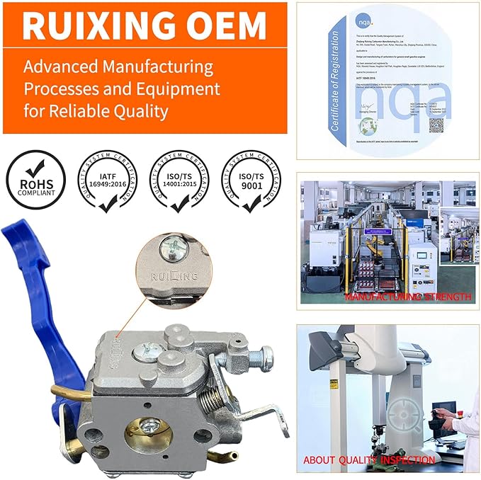 Ruixing OEM 125B Carburetor for Husqvarna 125B 125BV 125BVX 125BX Leaf Blower Parts Replace 590460102 545081811 Zama C1Q-W37 Carb with 545112101 Air Filter 581798001 Fuel Line Kit