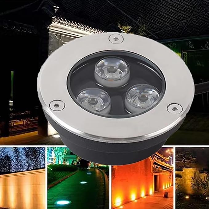 Outdoor Landscape Lights - Outdoor Buried Lights IP67 Waterproof Ultra-Thin Recessed Spotlight 12V Low Voltage Round Garden Courtyard Decorative Floor Lamp LED Floor Spotlight(Green12W)