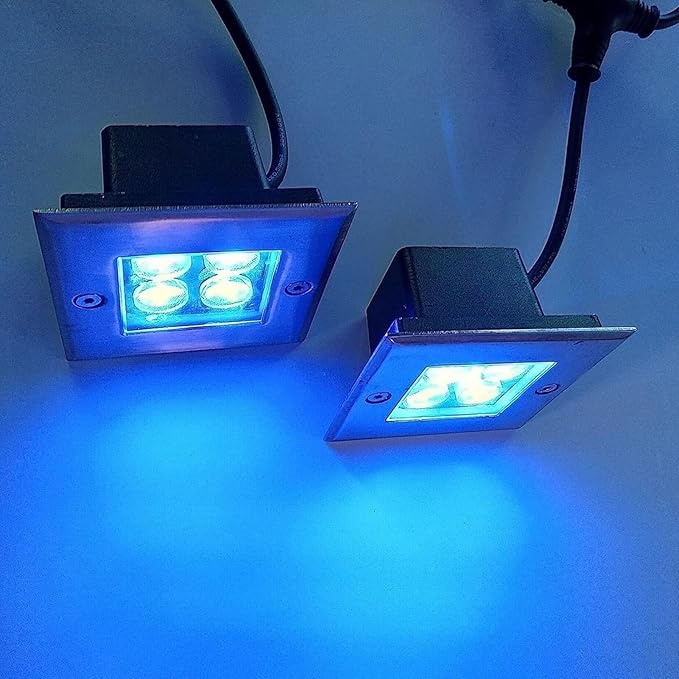Landscape Lights - Outdoor LED Spotlights - Square Recessed Spotlight 4W Floor Light Spotlight IP67 Waterproof Walk-in LED Lights For Decorative Lighting of Paths Terraces/Gardens/Paths(Red Light