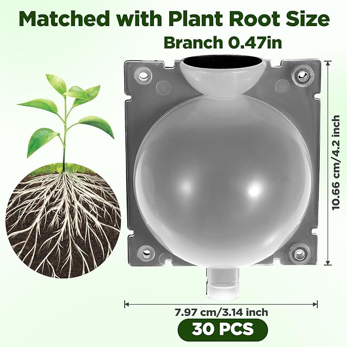 30 Pcs Air Layering Pods Reusable Half Black Half Transparent Grafting Balls Air Layering Propagation Kit for Plant Rooting Medium Size Rooting Box for Fast Propagation