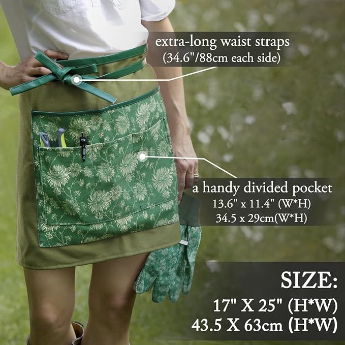 Colwelt Garden Stool and Kneeler Set Garden Seat and Kneeler Heavy Duty with 10 Wide Soft Kneeling Pad Non-Slip Garden Bench for Kneeling and Sitting with Elegant Apron Gardening Gifts for Women