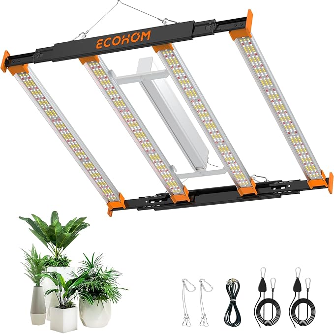 320W LED Grow Light 3x3ft Coverage Full Spectrum Daisy Chain Growing Light Dimmable &amp Retractable Bar Style Grow Lamp for Indoor Plants Greenhouse Vegetable Flower