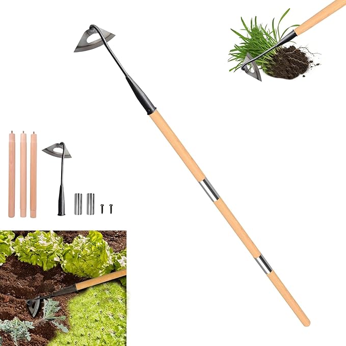 Gardening Tools Hollow Hoe All-Steel Hardened Hollow Hoe with 55 Inch Long Handle Sharp Edge Garden Weeding Tools Garden Weeder Tool Shovel Weed Puller for Backyard Loosening Farm Planting Weeding