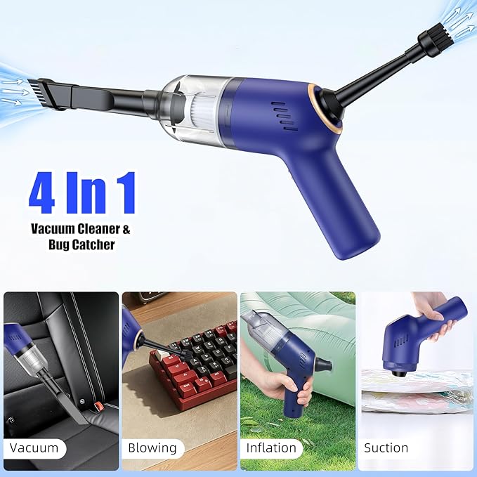 Bug Vacuum Catcher for AdultsSpider and Insect Catcher TrapHandheld Vacuum Cleaner Rechargeable Fly Vacuum Bug Sucker Strong Suction for Stink Bugs Moth for Home Office Car Blue