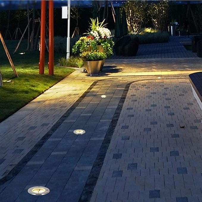 4PCS Landscape Lights - 5W Outdoor Buried Lights Round Garden Floor Lamp IP67 Waterproof Spotlight LED Path Light Walkover Outdoor Decorative LED Spotlights(Natural Light24V)