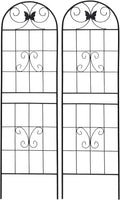 2 Pack Metal Garden TrellisGarden Arch Decoration 71 x 19.7 Rustproof Trellis with Power Coating for Climbing Plants Outdoor Flower Support Black (Black 19.7''W x 71''H)
