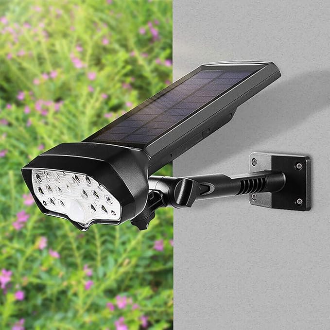 16 LEDs Solar Motion Sensor Landscape Spotlights IP65 Waterproof Outdoor Solar Powered Security Wall Light 3 Modes Solar Landscaping Lighting for Yard Garden Garage Pool Patio 2 Pack