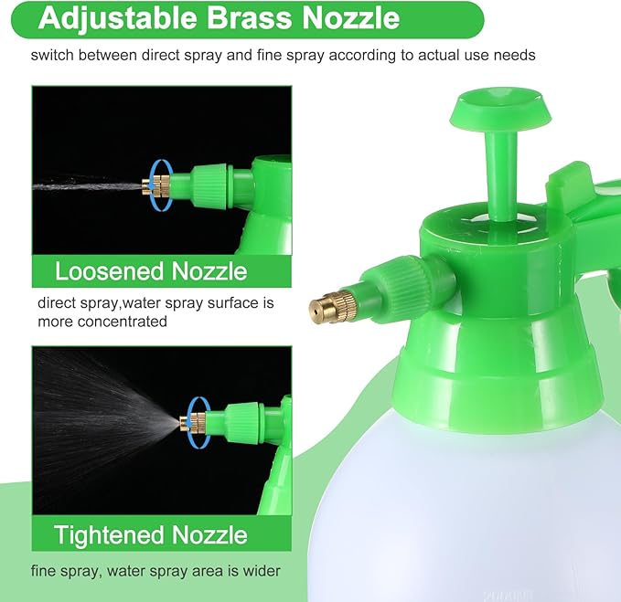 Nuogo 3 Pcs Handheld Pump Sprayer Manual Garden Sprayer Pressure Sprayer Pump Spray Bottle with Adjustable Brass Nozzle for Lawn Plants Weeds Spraying Watering