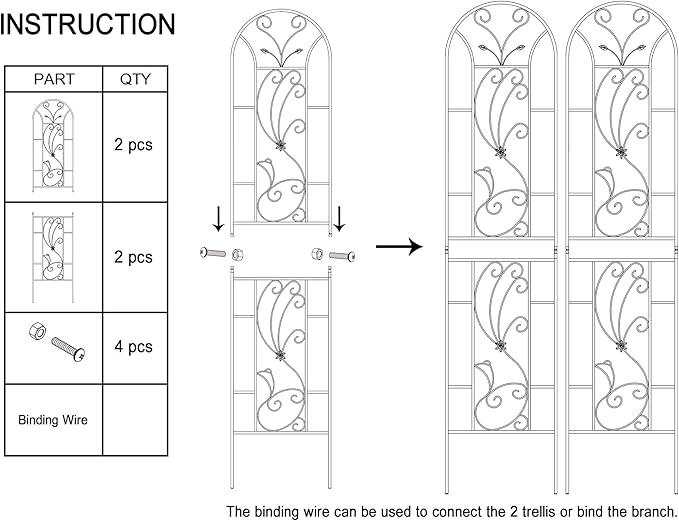Outdoor Metal Garden Arch 86.7'' x19.7'' Rustproof Trellis for Climbing Plans and Flower Support Garden Arbor with Powder-Coated Galvanized Tube for Vegetables Flower (2 Pack)