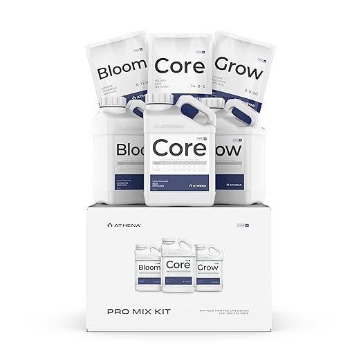 Athena Pro Hydroponic Nutrients Kit with Mixing Jugs | 3-Part NPK Fertilizer | Pro Grow Bloom &amp Core | Dry Soluble Plant Food for Veg &amp Flowering | 2lb Nutrients 1 Gallon Containers