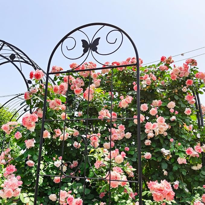 Sturdy Metal Garden Trellis for Climbing Plants – Rust-Resistant Outdoor Plant Support with Decorative Lattice Design (4 Pack-H86'')