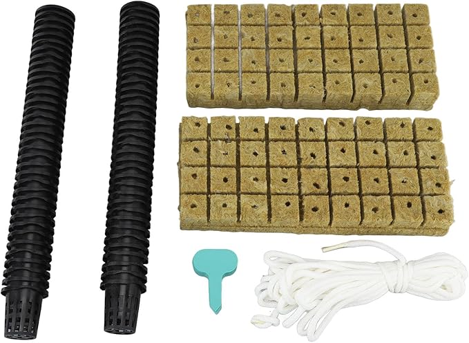 JTLB 72 Set 1 Inch Rockwool Cubes with 2 Inch Net Pots for Hydroponics Growing System Good Water Absorption Hydroponics Mesh Net Cup Kit for Home