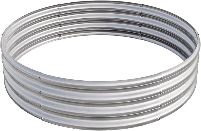 Round Galvanized Raised Garden Bed Outdoor Metal Planter Raised Beds Backyard Patio Raised Planter Box for Gardening Vegetables Fruits Flowers and Herbs 47.24 Dia. x 11.42 H(1pack) Sliver