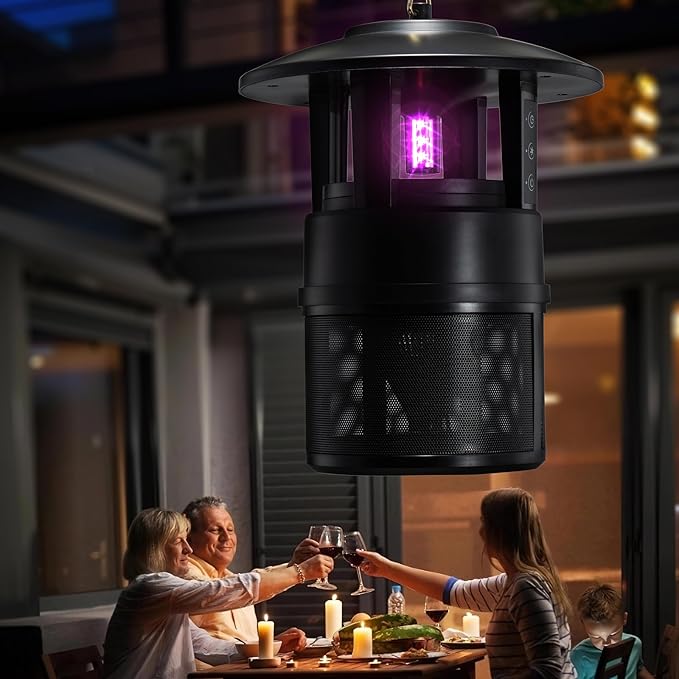 Mosquito Trap Outdoor Flying Insect Bug Trap with Lighting Sleep and Timer Functions Gnat Flies Moths Wasps Beetles Catcher Indoor Bug Mosquito Zapper Alternative Black