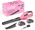 SOYUS Leaf Blower 20V Leaf Blower Cordless with 2x2.0Ah Battery and Charger 150 MPH Electric Leaf Blowers with Two-Speed Mode Blowers for Lawn Care Debris Dust Cleaning（Pink）