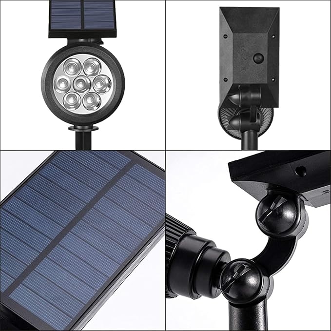 Solar Landscape Lights 7 LED Solar Spotlights 2 in 1 Security Light Solar Lights Outdoor Waterproof for TreePatioYard (Blue)