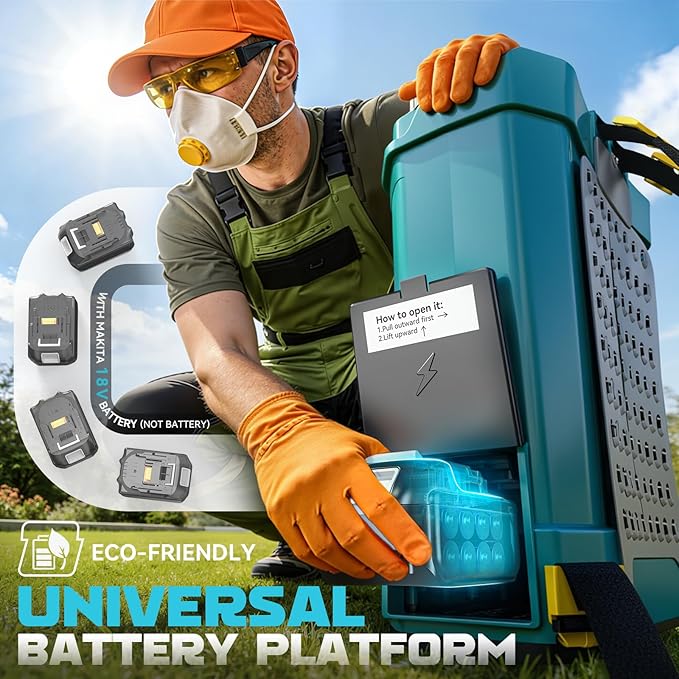 Battery Backpack Sprayer Compatible with Makita 18V Battery (Tool Only) 4.2 Gallon with Auto Mixer 0–100PSI Adj Leak-Proof Metal Telescopic Wand 42 6 Nozzles Ergonomic Strap–Lawn Garden Sprayer