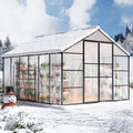 WKM 10x12 FT Greenhouse Enhanced Aluminum Frame Greenhouses for Outdoors Withstands Strong Wind or Snow Green House with Swing Door Green Houses for Outside Garden Backyard Black