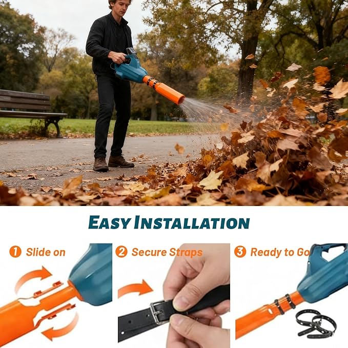 Leaf Blower Air Booster - Universal Nozzle Attachment High-Speed Airflow Accelerator for 2–4 Inch Tubes Plastic Turbo Extension Boosts Wind Power &amp Blowing Distance for Blower (2 Orange)