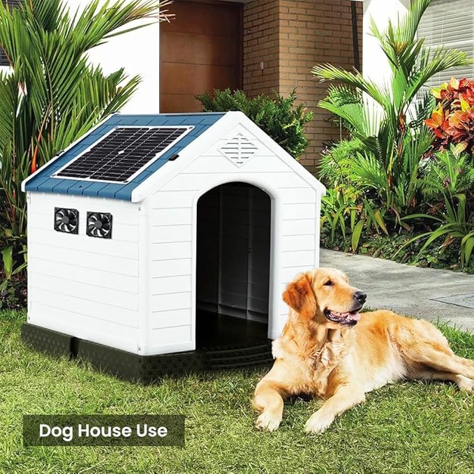 SUNYIMA 12W Solar Fan IP65 Waterproof Solar Exhaust Fan for Chicken Coops Greenhouses Sheds Pet Houses &amp Window Venting (Dual Fan)