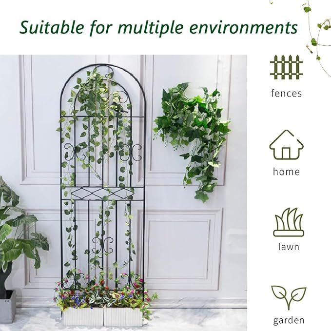 Garden Trellis 1 Pack Large Size Heavy Duty Rustproof Wall Trellis For Climbing Plants Outdoor Metal Decoration Large Trellis For Potted Plants Support Trellis For Roses Vegetable Vines Black(Color:Bl