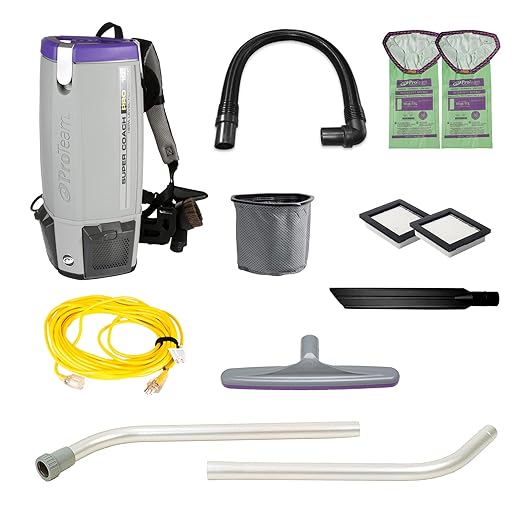 ProTeam Super Coach Pro 10 Backpack Vacuum Commercial with 2 Piece Wand Tool Kit 10 Quart Corded107304