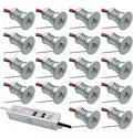 18-Pack Mini LED Downlight Kit 30W Transformer Included 1W Warm Light for Bedroom &amp Kitchen Ceiling DC12V Recessed Spotlight Hidden Wall/Ceiling Light for Cabinets