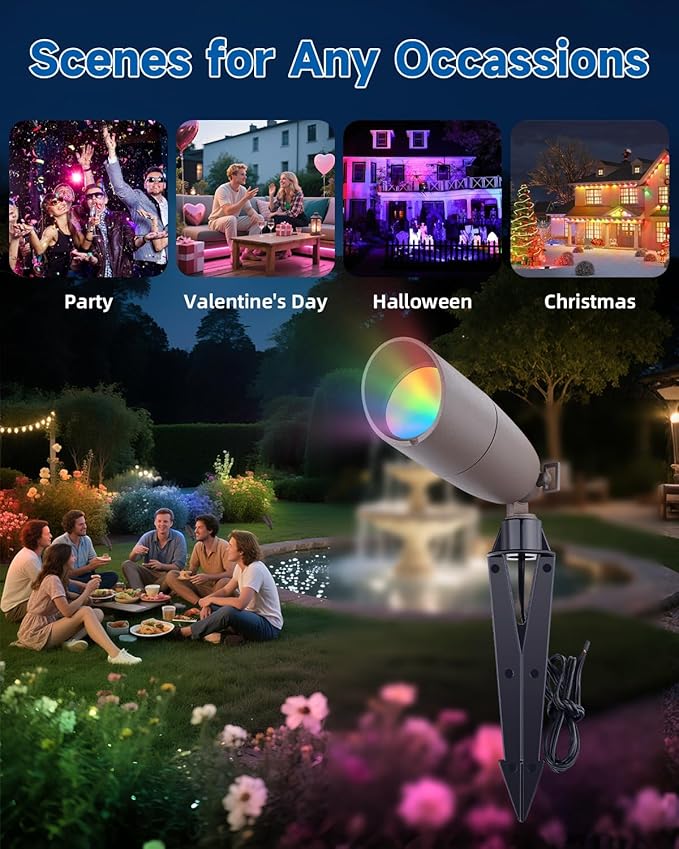 Landscape Spotlights Color Changing RGBW MR16 LED Bulb 4W–Ideal for Landscape Spot Lights Christmas Lighting &amp Decorative Setups12V Low Voltage Spot Lights 2-Count