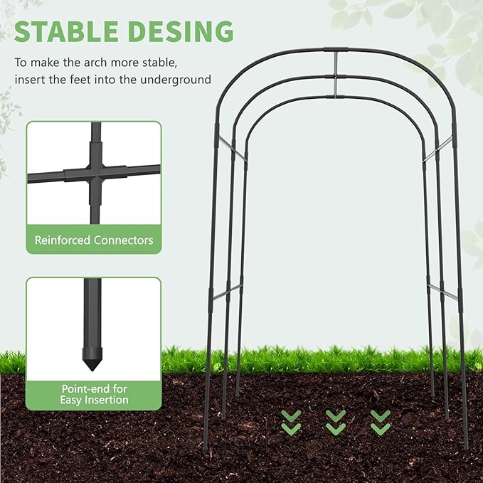 DoCred Tall Garden Arch Trellis for Climbing Plants 83 Inch Tall Metal Plant Support Trellis Archway for Climbing Vine Vegetable/Fruit/Flower Outdoor Yard Lawn Garden Arch Tunnel Trellis