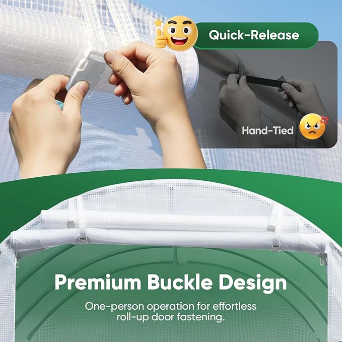 Quictent 10x7x7 FT Essential Greenhouse for Outdoors Portable Walk-in Tunnel Hoop House with 6 Screen Windows &amp Zipper Door Heavy Duty Frame for Garden Plant Vegetable White