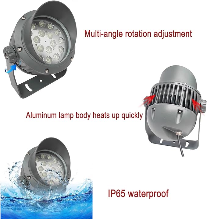 Landscape spotlights for Outdoor use Landscape Lights – LED spotlights AC 85-265V 180° Adjustable Bracket Ground Light Waterproof IP65 Ground Spotlight Yellow-3W