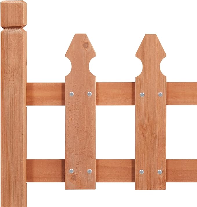 Topeakmart Wood Garden Fence Decorative Fence Patio Flower Garden Border Yard Border Garden Bed Pool Fences Outdoor Wood Edging Fencing Light Brown- 532.5 in