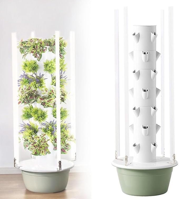 Hydroponics Growing System Vertical Tower Automated Aeroponics Indoor Tower Garden with LED Grow Lights Aquaponics Growing Kits Herb Garden7Layer