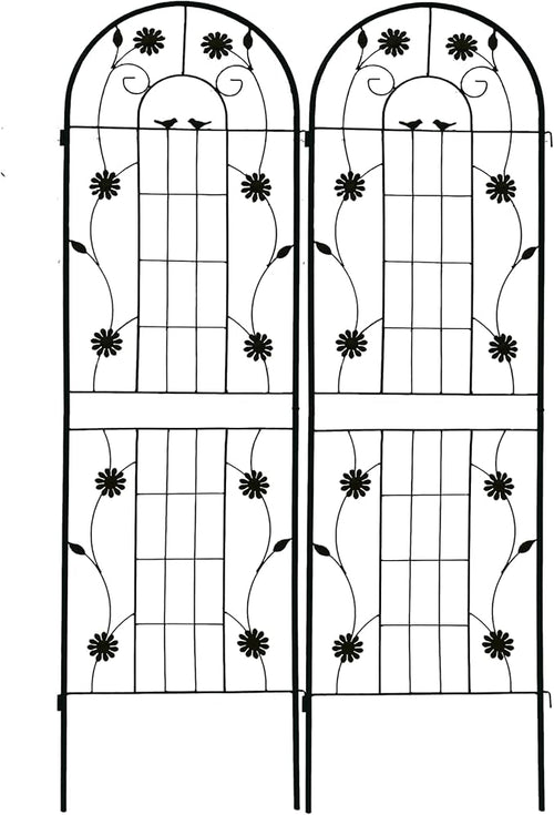2 Pack Rustproof Metal Trellis for Climbing Plants 71x19.7 Outdoor Garden Support for Vines/Roses/Vegetables French Country Iron Plant Stand for Patio/Wedding Decor (Black)