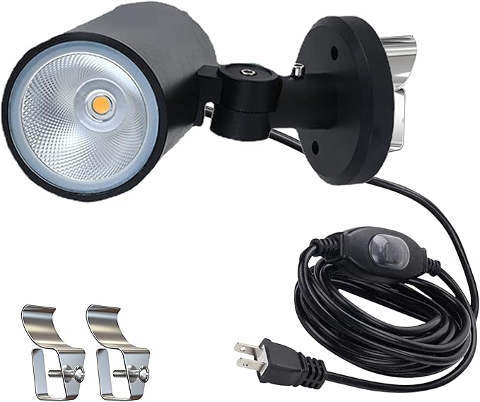 Kiven LED Indoor/Outdoor Waterproof Spotlight with 9.84 FT Plug-in Cord 5 Watts Plug in Accent Light with Vinly Siding Hooks for Plants Porch GardenVinly Siding(Warm White)