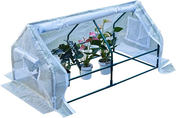 47.2 L × 23.6 W × 23.6 H Mini Greenhouse for Indoor OutdoorPortable Mini Greenhouse Heavy-Duty PE Plant Cover Tent  Tabletop Greenhouse for Small Plants Seedling Humidity Dome White