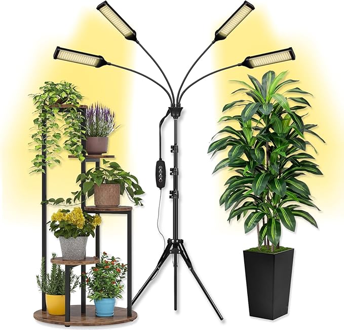 Plant Light for Indoor Plants Full Spectrum Indoor Grow Light with Timer (4 Units)