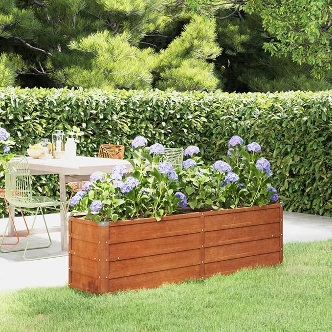 Garden Raised Bed Rusty Corten Steel Large Decorative Inlays Plant containers Drainage pots Cactus planters for Outdoor Backyard