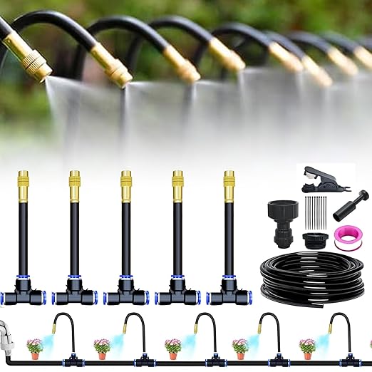 360° Curved Garden Automatic Irrigation System 2025 Upgrade Drip Irrigation System Kits Garden Grid Watering Sprinkler System DIY Irrigation Set for Greenhouse Yard Lawn Raised Garden Bed (16.4 FT)